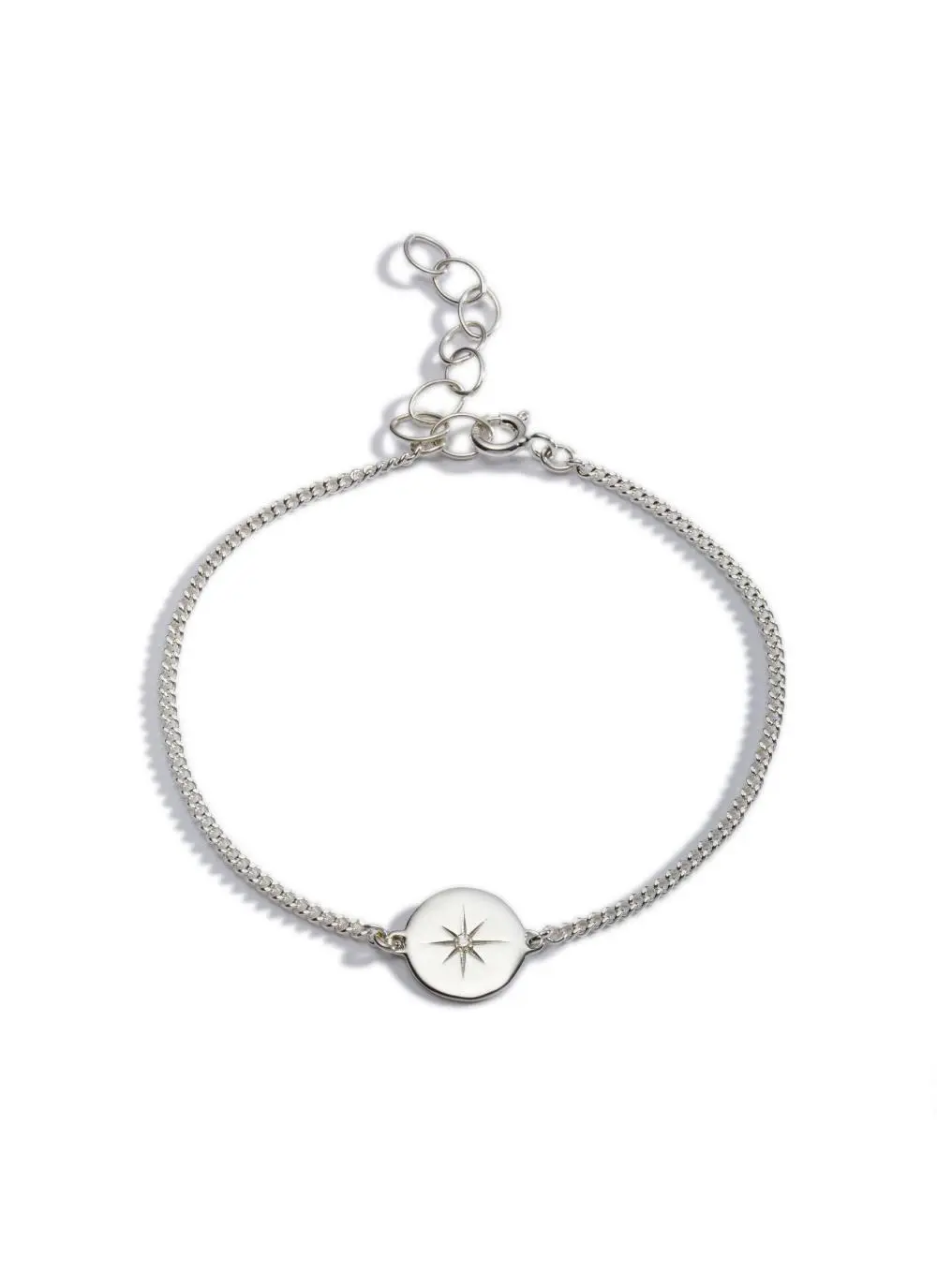 White background cut out shot of Sterling Silver Light My Way Diamond Bracelet (front)